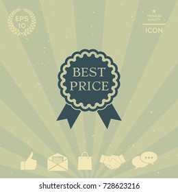 Best Price label icon with ribbons