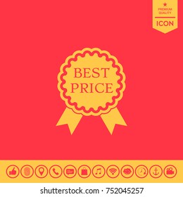 Best Price label icon with ribbons