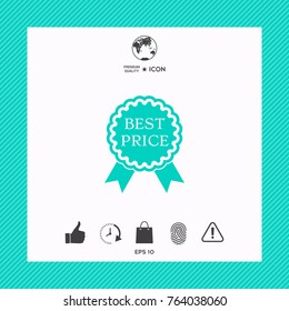 Best Price label icon with ribbons