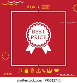 Best Price label icon with ribbons