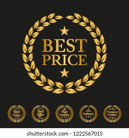 Best price label on black background. Vector illustration