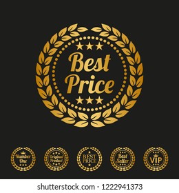 Best price label on black background. Vector illustration