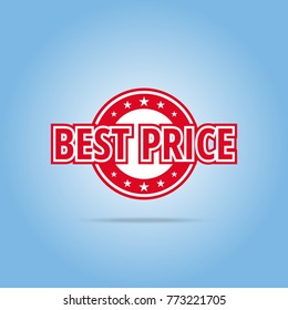Best price label. Red color, isolated on white. Vector illustration