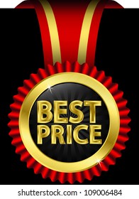 Best price  label with ribbons, vector illustration