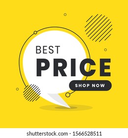 Best price label. Trendy flat vector bubble. Social media web banner for shopping, sale, product promotion. Vector backgrounds. Applicable for covers, placards, posters, flyers and banner designs.