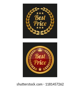 Best price label in two versions. Vector illustration
