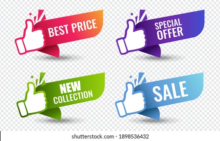 Best Price Labels Big Set Transparent Background With Gradient Mesh, Vector Illustration