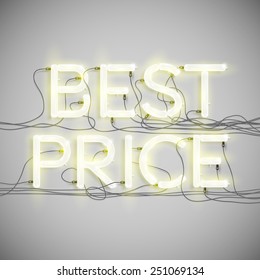 "Best Price" made by neon type, vector