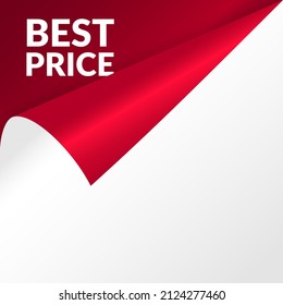 Best price mockup. Special offer page corner