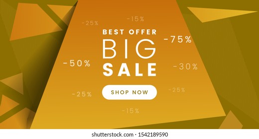 Best price offer landing page template. Stylish store clearance advert on abstract geometric orange background. Total sellout promotion, seasonal discounts ads, mega sale homepage design
