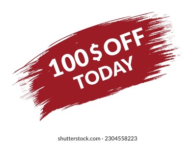 Best price only today 100$ off . Red vector banner illustration isolated on white background