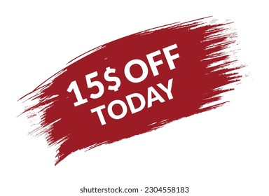 Best price only today 15$ off . Red vector banner illustration isolated on white background