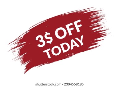 Best price only today 3$ off . Red vector banner illustration isolated on white background