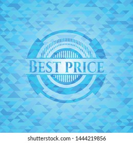 Best Price realistic sky blue emblem. Mosaic background