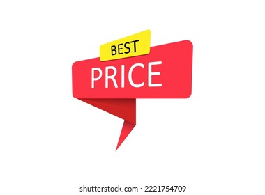 Mejor Precio. Banner rojo, puntero, pegatina, etiqueta o burbuja de voz para aplicaciones, sitios web e ideas creativas. Diseño de vectores