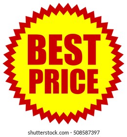 BEST PRICE red yellow promotion starburst badge with text