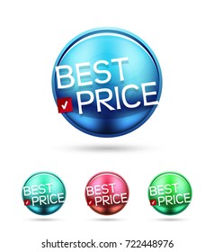 Best price round label, vector icon