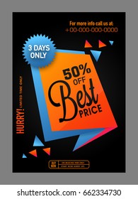 Best Price Sale with 50% Off, Creative poster, banner or flyer design.