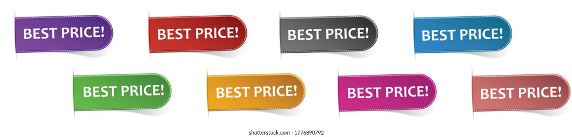 Mejor precio- conjunto de diferentes banners de marcadores	sobre fondo blanco
