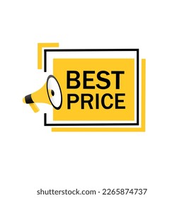 Best price sign. Banner with megaphone icon. badge design. Special offer.