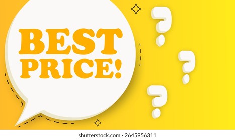 Best price. Speech bubble with text. Business concept. 3d illustration. Pop art style. Vector line icon for Business and Advertising