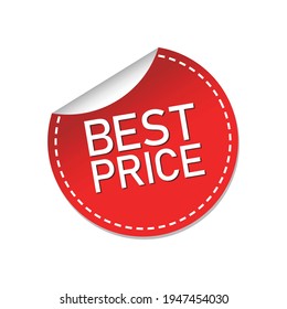 Best price sticker advertisement label, Special offer promotion price tag icon with shadow, Isolated on white background, Vector illustration