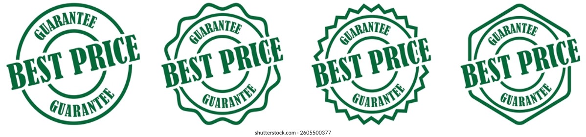 Best price symbol set collection on white background. Best price guarantee seal for promotions. Best price certified sign for discount offers. Retail price authentication badge for businesses. 