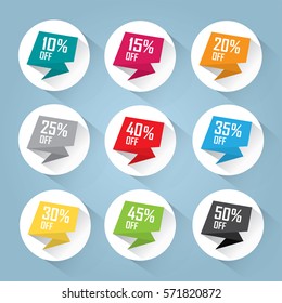 Best price tags - Discount sale tag set - flat vector and colorful design in white circles and different discount offers