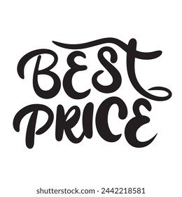 Best Price text isolated on transparent background in black color. Hand drawn vector art