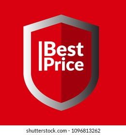 best price text and shield. protection symbol