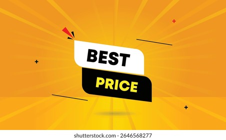 Best price web banner vector art illustration template design with white black shapes orange yellow business sun shine abstract background unique modern editable for ads promotions and branding