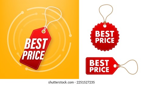 Los mejores elementos de diseño web de precios. Etiquetas de compras y mejor precio. Ilustración de material vectorial.
