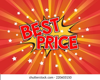 Best Price, wording in comic speech bubble on burst background, EPS10 Vector Illustration.