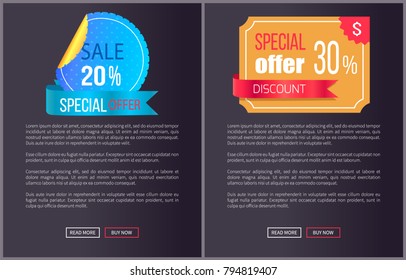 Best product hot exclusive price web poster with push buttons read more and buy now. Vector illustration advertisement banner with info about discount on black background