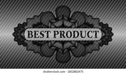 Best Product text inside Currency carbon fiber realistic badge. Polymer texture handsome background. Vector illustration. 