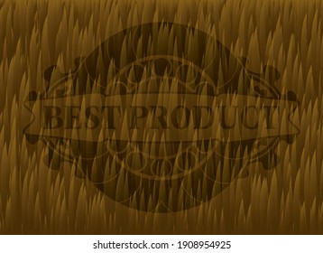 Best Product text inside Hairy Brown fur emblem. Animal handsome background. Vector illustration. 