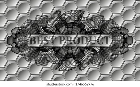 Best Product text inside Linear grey color geometric style pattern realistic emblem. Trendy exquisite background. Intense illustration. 