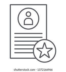 Best proposal thin line icon, job and recruiting, resume sign, vector graphics, a linear pattern on a white background, eps 10.