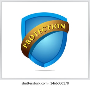 Best protection shield logo template. modern blue shield icon