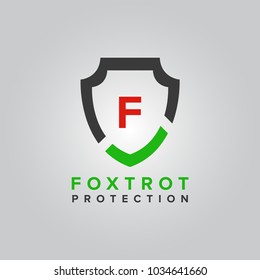 Best protection shield logo vector illustration isolated on white background. Shield icon. Shield protection abstract logo with Letter F initial