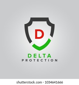 Best protection shield logo vector illustration isolated on white background. Shield icon. Shield protection abstract logo with Letter D initial