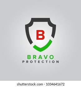 Best protection shield logo vector illustration isolated on white background. Shield icon. Shield protection abstract logo with Letter B initial
