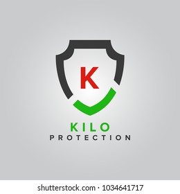 Best protection shield logo vector illustration isolated on white background. Shield icon. Shield protection abstract logo with Letter K initial