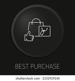 Best purchase minimal vector line icon on 3D button isolated on black background. Premium Vector.