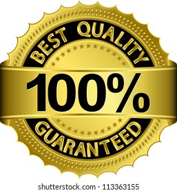 Best quality 100 percent guaranteed golden label, vector illustration