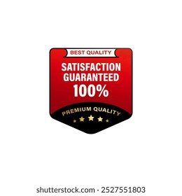 beste Qualität 100 Prozent Zufriedenheit garantiert Premium-Qualität Label Badge modernes Design in rot, gold und schwarz Farbe. Perfekt für Produktaufkleber, Bauen Vertrauen, Marketing, Zertifikat Produkt