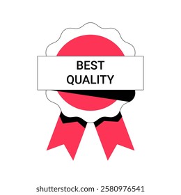 Best Quality Badge In Flat Vector Illustration Symbolizing Premium Standards, Assurance, And High Grade Products, Isolated On White Background