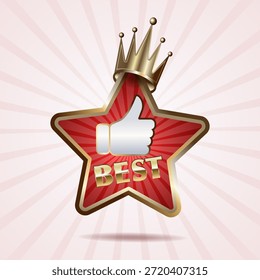 O distintivo de melhor qualidade na forma de uma estrela vermelha com uma coroa, uma imagem vetorial