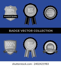 best quality badge illustration set in silver and black