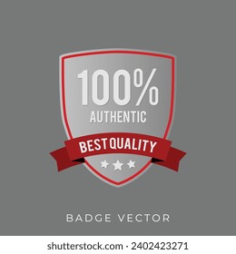 best quality badge illustration in silver and red hundred percent authentic best quality